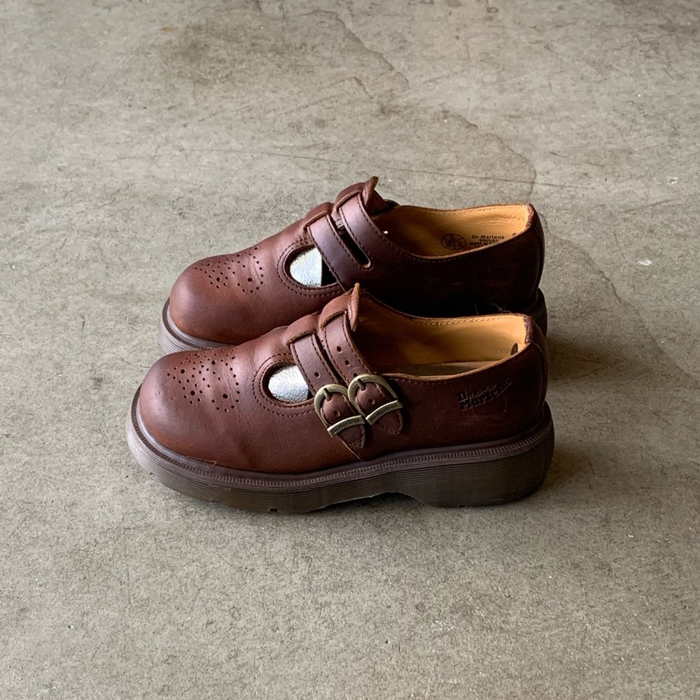 Dr. Martens 8065 Mary Janes Double Monk Strap Brass Buckle Platform Brogue Shoes